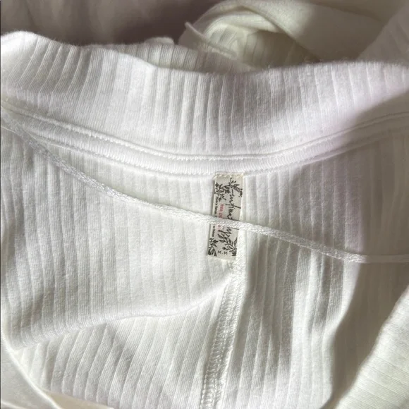 Free People Cream Ribbed Fitted Blouse - Picture 5 of 5